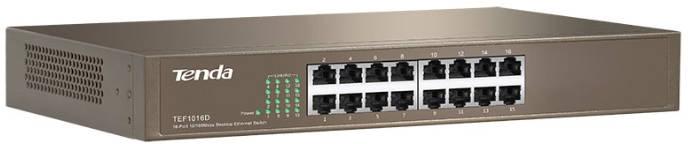 Tenda Switch 16 Porte 10/100 Metal case rack mountable PnP