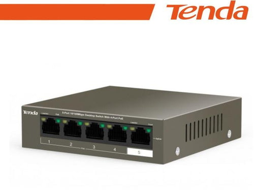 Tenda Switch Desktop 5 Porte 10/100 con 4 PoE 35W - TEF1105P-4-38W