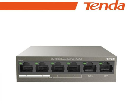 Tenda Switch 6 porte 10/100M desktop 4 porte PoE Tenda - TEF1106P-4-63W