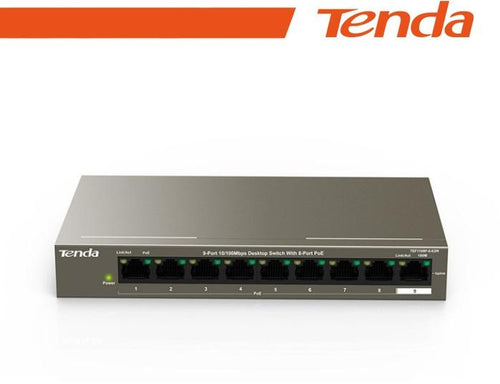 Tenda Switch 9 porte 10/100 8 porte PoE 63W - TEF1109P-8-63W