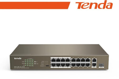Tenda Switch 16-Ports PoE + 1 GE+1 SFP Unmanaged - TEF1118P-16-150W