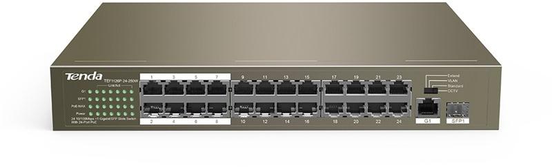 Tenda switch 24 ports PoE 10/100Mbps + 1 GE/SFP - Business