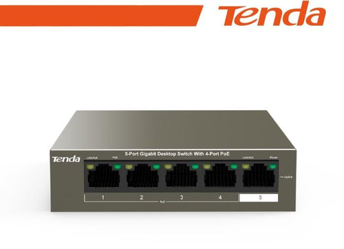 Tenda Switch Desktop 5 Porte 10/100/1000 con 4 Porte PoE - TEG1105P-4-63W