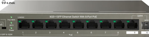 Switch Ethernet 9 porte GE+1SFP con 8-Port PoE 102w