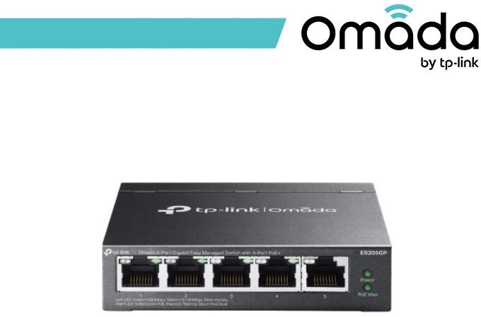 Omada Switch Easy Managed 5 porte Gigabit con 4 porte PoE+ - ES205GP