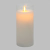 Candela in cera con bicchiere in vetro e luce a led effetto realistico