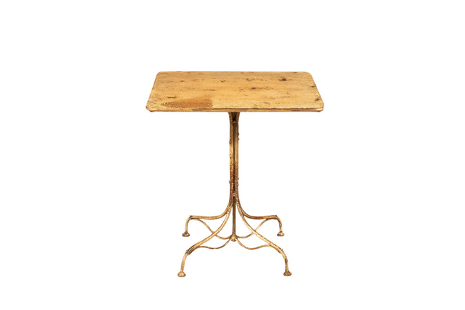 Biscottini Tavolo Biscottini Quadrato 70x70x76 Ferro Battuto Bianco Anticato Forgiato a