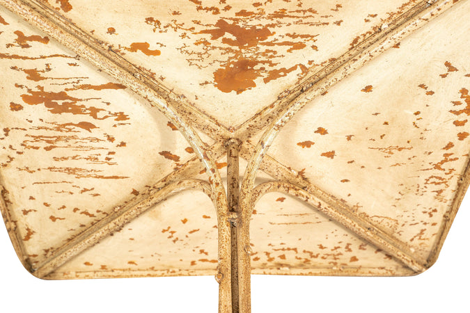 Biscottini Tavolo Biscottini Quadrato 70x70x76 Ferro Battuto Bianco Anticato Forgiato a