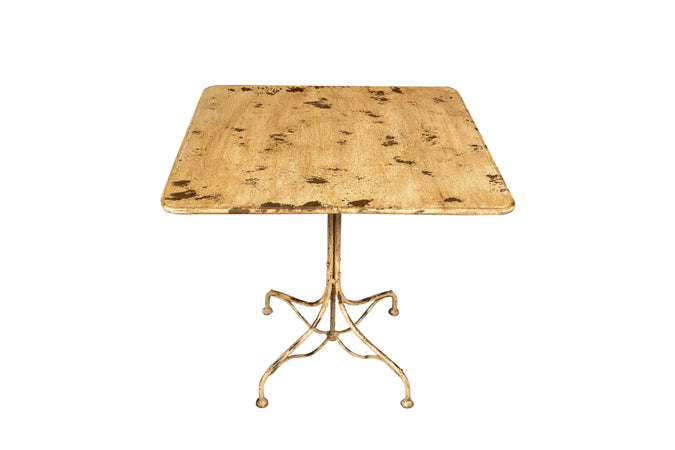 Biscottini Tavolo Quadrato Biscottini Ferro Battuto Finitura Bianca Anticata 80x80x76