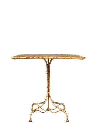 Biscottini Tavolo Quadrato Biscottini Ferro Battuto Finitura Bianca Anticata 80x80x76