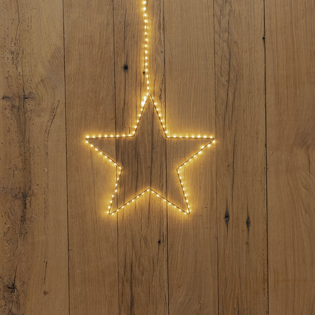 Stella luminosa a 5 punte con micro led bianco caldo decorazione natalizia per esterno appendibile