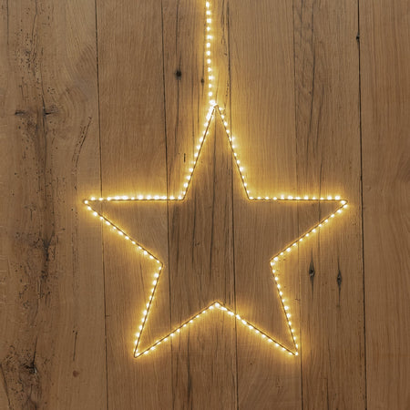 Stella luminosa a 5 punte con micro led bianco caldo decorazione natalizia per esterno appendibile