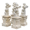 Biscottini Set 4 statue in fusione di ghisa finitura bianca anticata
