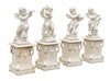 Biscottini Set 4 statue in fusione di ghisa finitura bianca anticata