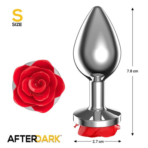 Plug Anale in Metallo taglia S con Rosa Rossa