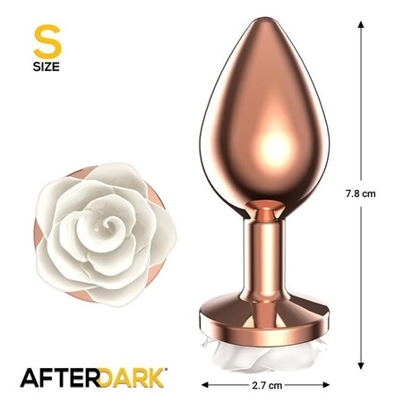 Plug Anale in Metallo taglia S con Rosa Bianca