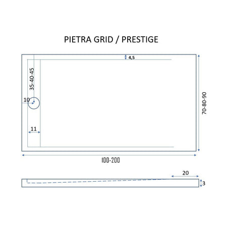 Piatto doccia in marmo resina Grigio Scuro pietra cemento PRESTIGE
