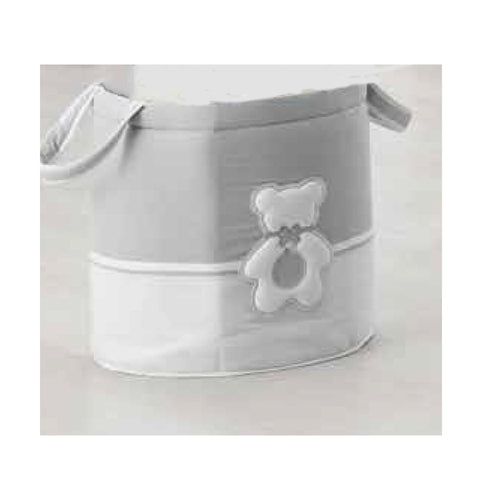 Sacco Portagiochi Tessuto Italbaby Fiocco Bianco/Grigio