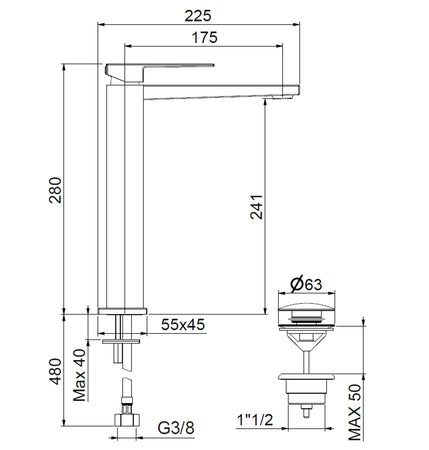Miscelatore a canna alta per lavabo | Kubo