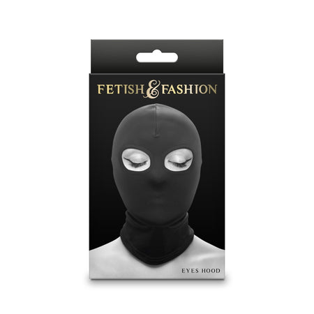 Cappuccio nero maschera integrale aderente con fori per gli occhi BDSM fetish