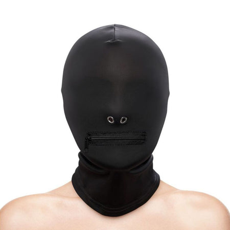 Cappuccio nero maschera integrale aderente senza fori BDSM fetish
