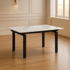 Tavolo Antares con gambe in metallo e piano in marmo, design moderno, 140/200 x 90 x h 76 cm