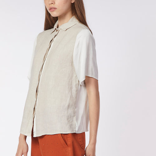 CAMICIA BIMATERIALE INCROCIO DIETRO