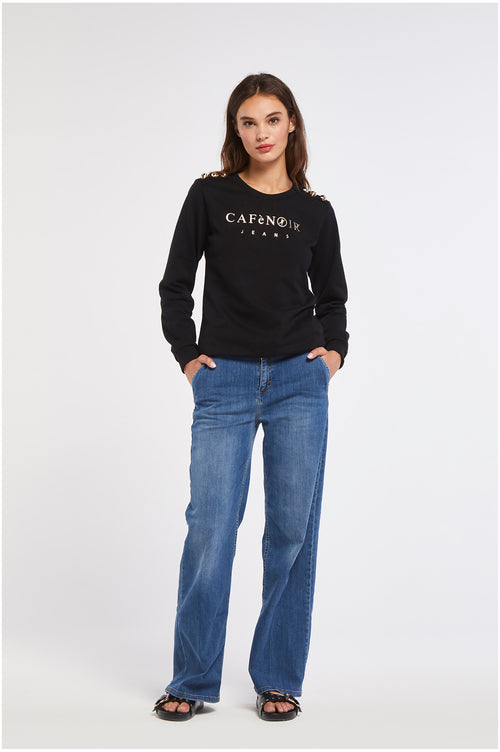 FELPA CON BOTTONI ALLE SPALLE E STAMPA LOGO