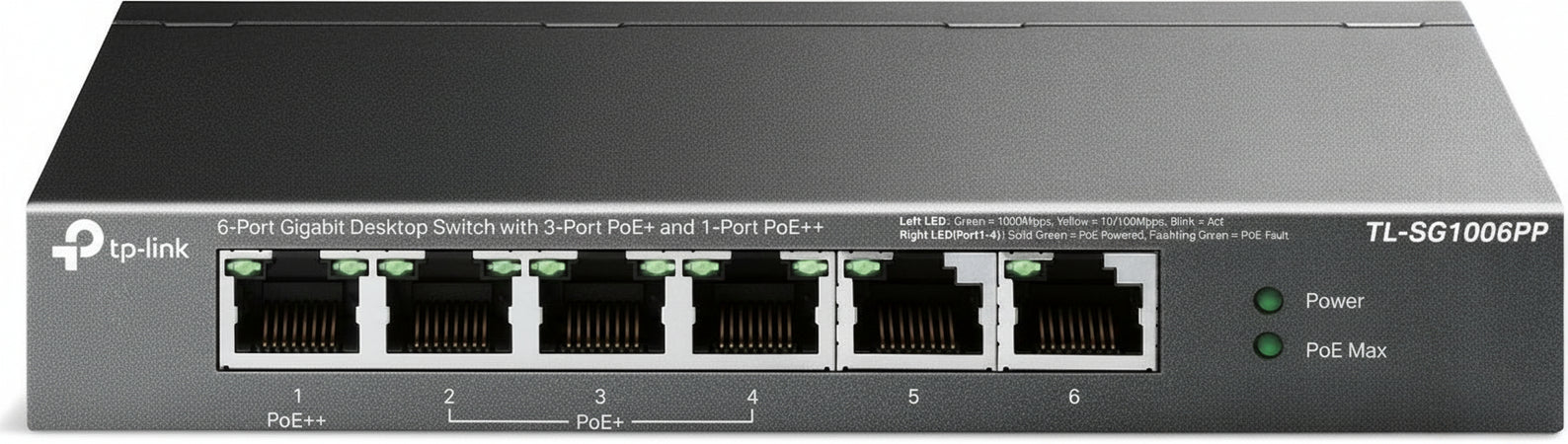 Switch Desktop 6 Porte Gigabit di cui 3 PoE+ e 1 PoE++