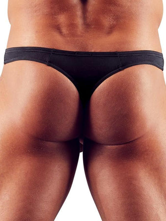 Tanga Aperto con Effetto Special Nero Elasticizzato