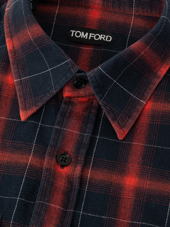 Tom Ford Camicia a quadri in misto cotone da uomo