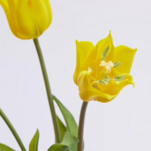 Fiore artificiale "tulipano" effetto realistico con stelo e foglie verdi