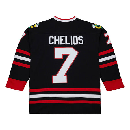 MITCHELL AND NESS Mitchell and Ness Blue Line Chris Chelios Chicago Blackhawks Dark Alternate 1997 Jersey da uomo