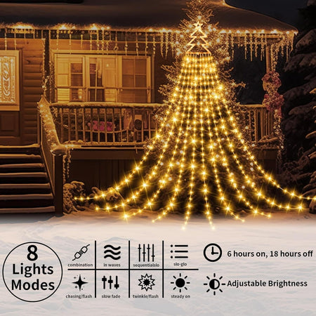 Luci di Natale con Stella, 420LED Impermeabile, 10 X 3.8m Catena Luminosa