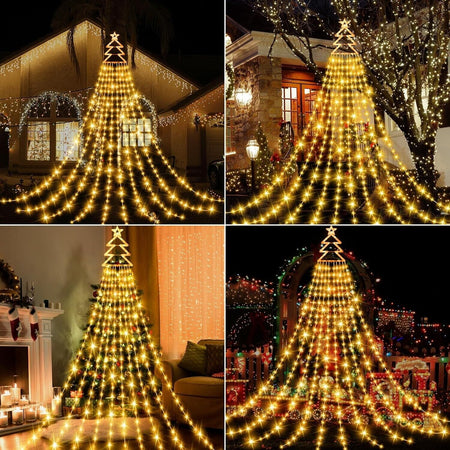 Luci di Natale con Stella, 420LED Impermeabile, 10 X 3.8m Catena Luminosa