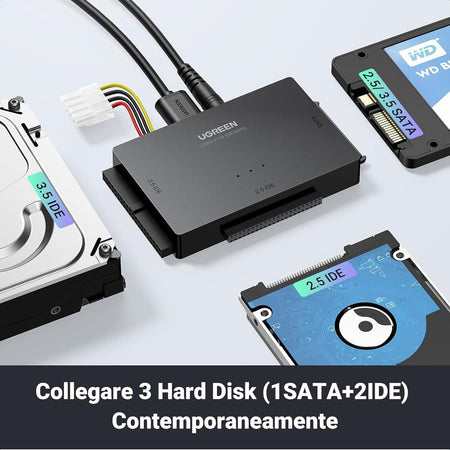 UGREEN Adattatore SATA IDE per SSD HDD 2.5" 3.5", Adapter USB 3.0 5Gbps