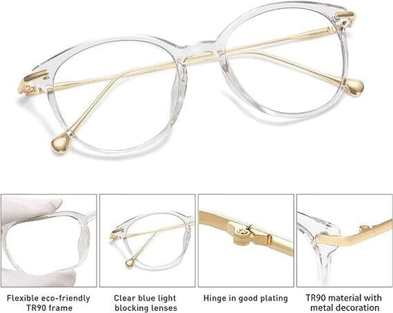 Occhiali Antiriflesso Blocca la Luce Blu Classici Rotondi Montatura da occhiali