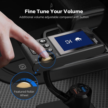 Trasmettitore FM Bluetooth, Adattatore Mic Aux Avanzato per Auto con Schermo