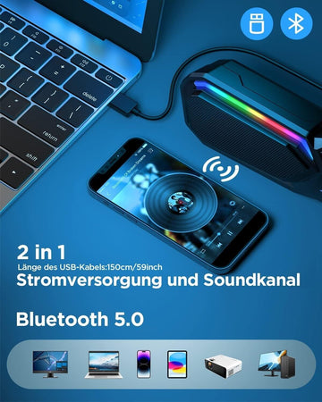 Altoparlante per computer desktop, Bluetooth Computer Soundbar, Dinamico RGB