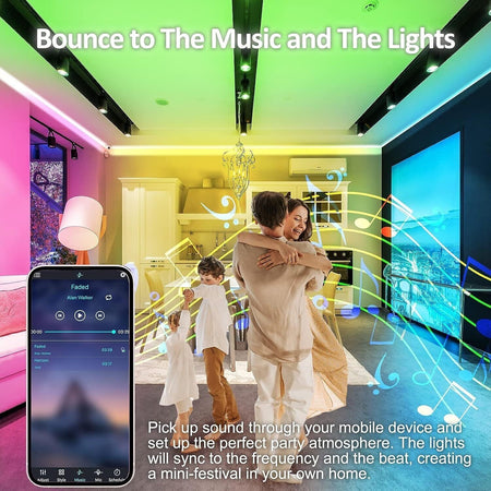 Striscia LED 5 Metri, Bluetooth RGB Smart 5M con Telecomando, App Controllato