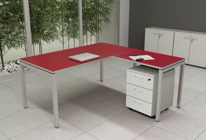 Scrivania con fianchi 40x40 con pannello divisorio e due postazioni lavoro cm. 140/160/180x164x72,5h