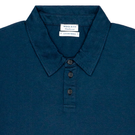 WOOL &amp; CO Polo Cotone Mako Blu MM da uomo