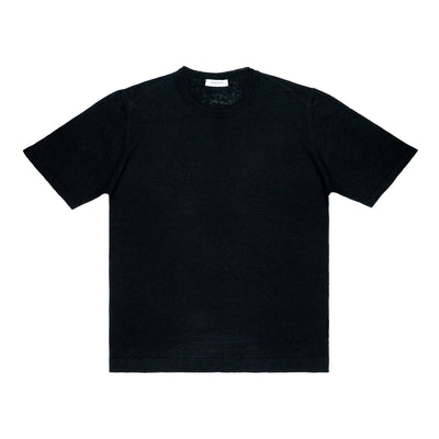 WOOL & CO T-shirt Paricollo Lino Nero MM da uomo