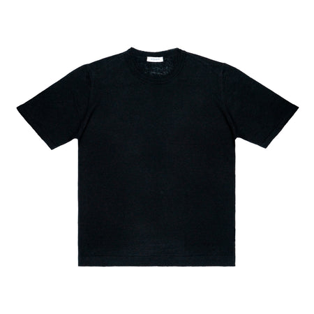 WOOL & CO T-shirt Paricollo Lino Nero MM da uomo