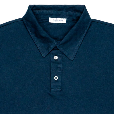 WOOL &amp; CO Polo Jersey Cotone Blu MM da uomo