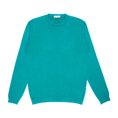 WOOL & CO Maglia Paricollo Filo Cotone Smeraldo ML da uomo