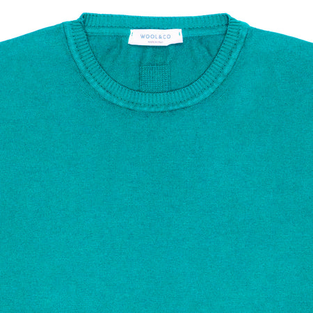 WOOL &amp; CO Maglia Paricollo Filo Cotone Smeraldo ML da uomo