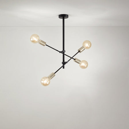 Lampadario In Metailo Ndustrial Vector Nero 4 Luci E27