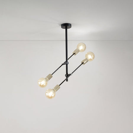 Lampadario In Metailo Ndustrial Vector Nero 4 Luci E27