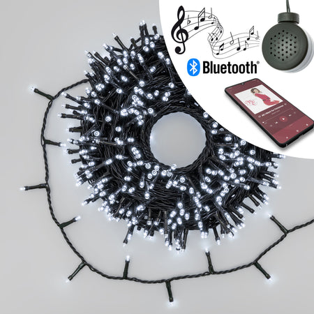 Luci di natale catena musicale 600 led con cassa Bluetooth per esterno ed interno 30,5 m